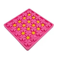 GENERICO - PLATO PARA MASCOTA LICK MAT - FLORES RECTANGULAR GRANDE ROSA