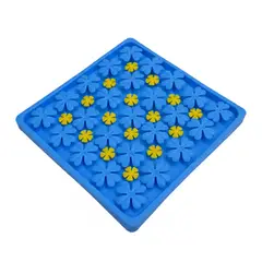GENERICO - PLATO PARA MASCOTA LICK MAT - FLORES RECTANGULAR GRANDE AZUL