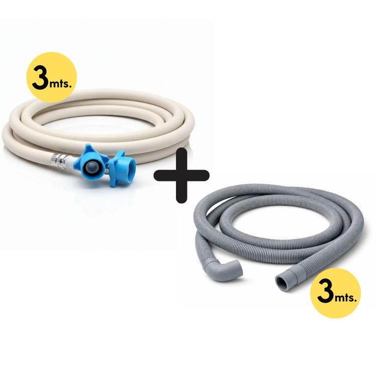 Manguera Lavadora Ingreso + Manguera de salida o desfogue 3mt Pack 2 Combo