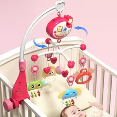 BIBI - Móvil Cuna Giratorio Musical con Proyector y Control Rosado