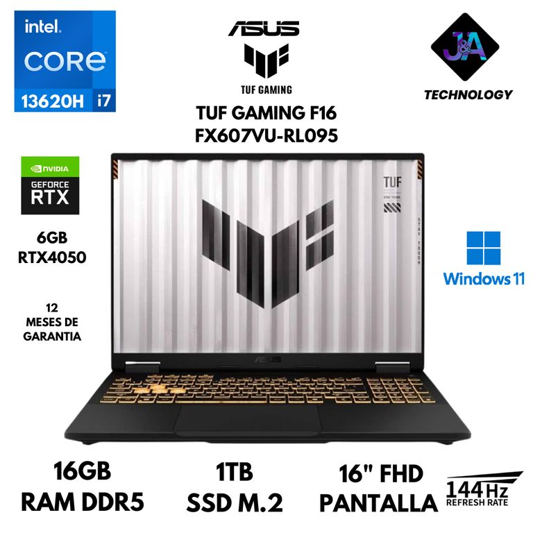 LAPTOP TUF GAMING F16 FX607VU CORE I7 13620H 16GB 1TB SSD 6GB RTX4050 16 FHD FREEDOS LATINA