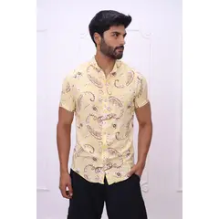 DM DEXMEN - Camisa Dexmen Seda Diseño Amarillo