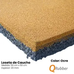 QRUBBER - Loseta de Caucho Color Ocre 50cm x 50cm x 20mm -