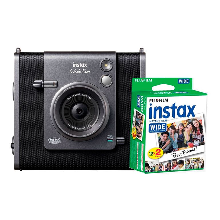 Camara Instax Wide Evo Black + Pack Pelicula x 20