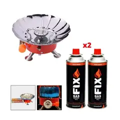 GENERICO - Mini Cocina Portatil Camping Campamento + 02 Gas Butano