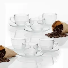 DURALEX - Tazas para Café y Té con Plato Vidrio Set X12