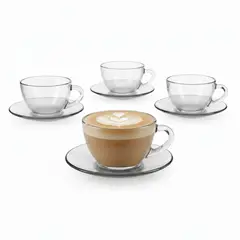 DURALEX - Tazas para Bebidas Calientes con Plato Set X4