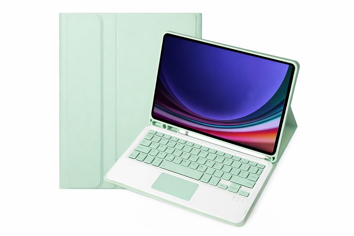 FUNDA CON TECLADO + TOUCHPAD SAMSUNG TAB S9 FE - S9 VERDE ACQUA
