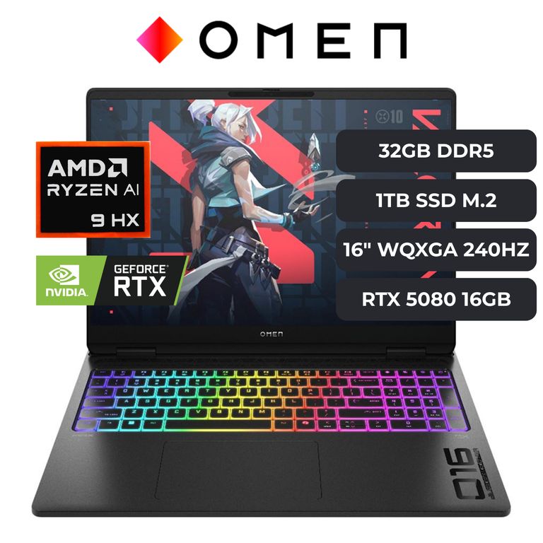 Laptop OMEN MAX 16 Ryzen 9 AI HX 375, RTX 5080 16GB, 32GB RAM, 1TB SSD, 16" WQXGA 240HZ