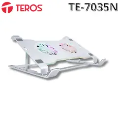 TEROS GAMING - Cooler para notebook TEROS TE-7135N soporta tablets y notebooks de 9 hasta 16 plateado