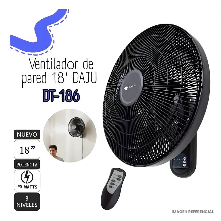 Ventilador de Pared DAJU 18 Potente con Control Remoto - DT-186