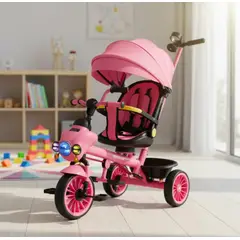GENERICO - Triciclo Guiador Para Niño Plegable 2 en 1 Rosado
