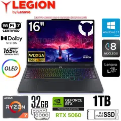 LENOVO - Laptop Gamer Legion PRO 5 16ADR10 16" AMD RYZEN 7-8745HX 32GB RAM RTX5060 1TB SSD 83LT000MUS