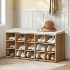 R&R MUEBLES - Zapatera Moderna Louise Marrón