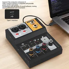 OEM - Mezclador de Audio Compacto 2 Canales Interfaz USB y Alimentación 48V Grabación Producción Musical