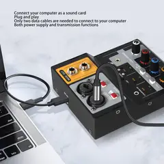 OEM - Mezclador de Audio Compacto 2 Canales Interfaz USB y Alimentación 48V Grabación Producción Musical