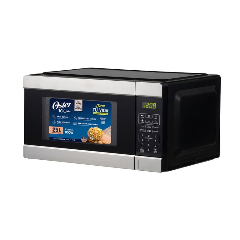HORNO MICROONDAS POGG2303 25LTS NEGRO CON MARCOS DE ACERO INOXIDABLE