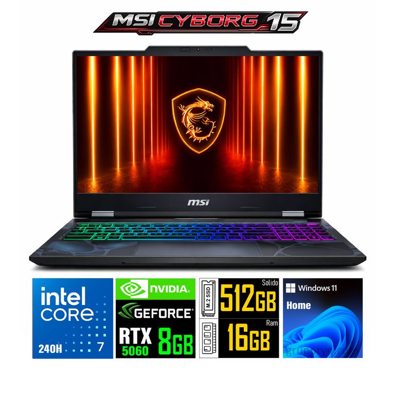 Laptop Gamer Cyborg 15 (Equipo Americano) 15.6″ FHD Intel Core i7 CON 16GB y 512GB SSD 5060 8GB