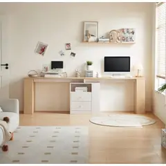 VENTITAS HOME - Escritorio Doble Yvana Color Rovere y Blanco