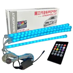 GENERICO - 4 Tiras De Luz Led Ambiental Interior De Auto + Control Remoto