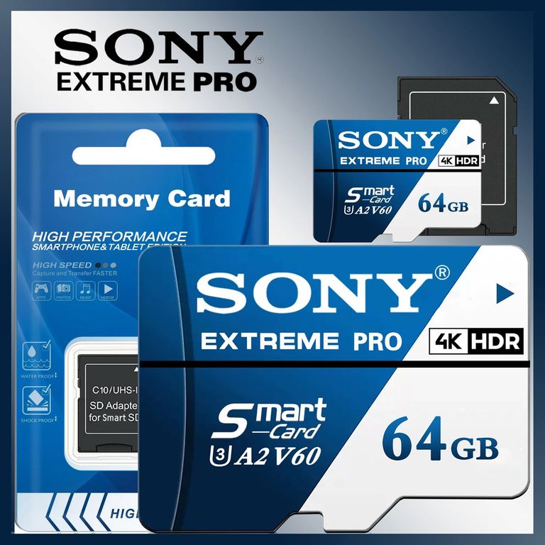 Memoria MicroSD Sony 64GB Clase 10 Tarjeta de Alta Velocidad 70MB/s con Adaptador SD