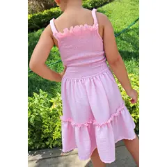KIDS MASHMELO - Vestido con tirantes y corpiño elasticado con faldón de dos tiempos para niña