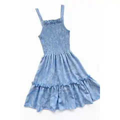 KIDS MASHMELO - Vestido con tirantes y corpiño elasticado con faldón de dos tiempos para niña