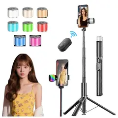 SEISA - Tripode Palo Selfie Stick 190cm con Luz LED Control Remoto Bluetooth Luz LED para Creadores Live Streaming