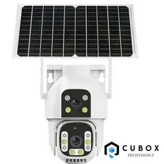 OEM - Cámara de Seguridad 360° IP66 con Panel Solar y Chip 4G Doble Lente Full HD