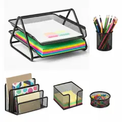 PENTHA - Set Organizador para Escritorio de Malla Metálica 5 Piezas