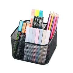 PENTHA - Portalápices Cuadrado de Malla Metálica 5 Divisiones