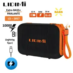 LIDIMI - Parlante Bluetooth RGB Banco de Energía 10000mAh LD-S857 N