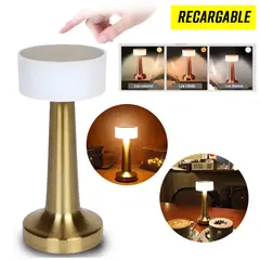 GENERICO - Lámpara Touch Elegante de Mesa Recargable Luz Cálida Fría Dorado