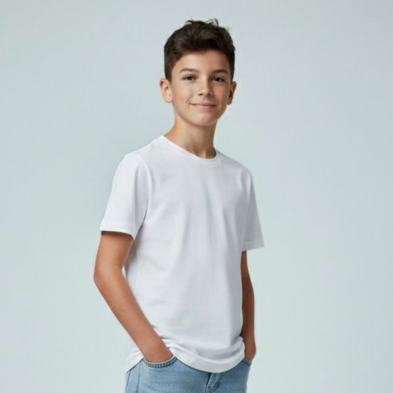 Polo Niño Niña Algodón Blanco Básico Escolar ANG Kidz