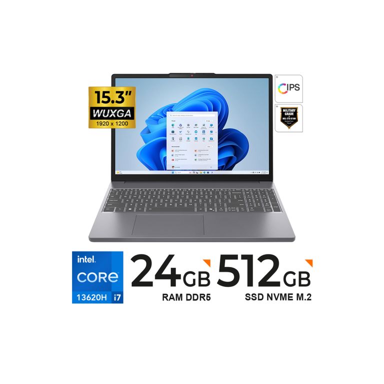 LAPTOP CORE I7-13620H IDEAPAD SLIM 3 15.3" WUXGA 24GB DDR5 / 512GB SSD / FREEDOS