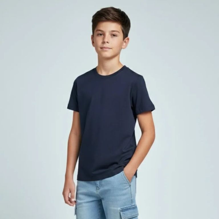 Polo Niño Niña Algodón Azul Básico Escolar ANG Kidz