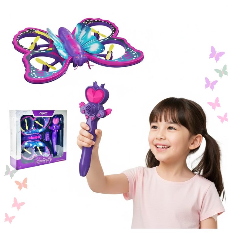 Dron Mariposa Juguete para Niñas y Niños Control Remoto Varita Mágica