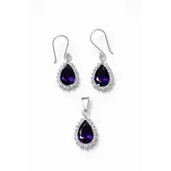 GENERICO - Set de Aretes y Dije Modelo Princesa con Circones en Plata