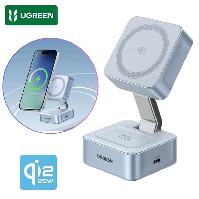 Cargador inalámbrico magnético Qi2 MagFlow 2 en 1 de 25 W – W752 – 55960B