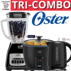 OSTER - TRICOMBO COLOR NEGRO LICUADORA 1.5LT 2 VELOC. + OLLA ARROCERA 1.8LT + HERVIDOR 1.7LT