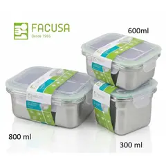 FACUSA - Set X3 Taper Acero Inoxidable 800 Ml , 600 Ml y 300 Ml