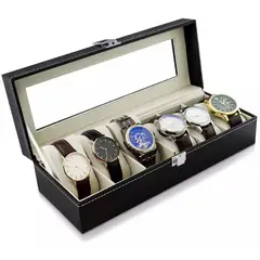OEM - Caja Organizadora de 6Relojes Porta Relojes Organizador de 6Compartimientos Portarelojes Exhibidor