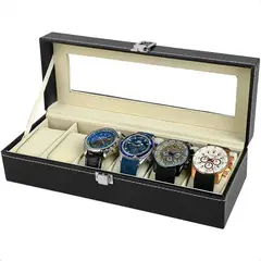 OEM - Caja Organizadora de 6Relojes Porta Relojes Organizador de 6Compartimientos Portarelojes Exhibidor