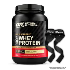OPTIMUN NUTRITION - Gold Standard Whey 2 LB Proteina Whey ON - Vainilla Ice Cream + Straps