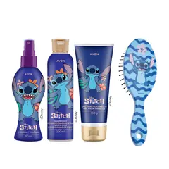 AVON - KIT x4 Colonia, Shampoo Gel de Cabello y Peine para Niños Stitch de Disney