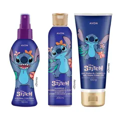 AVON - KIT x3 Colonia, Shampoo y Gel de Cabello para Niños Stitch de Disney