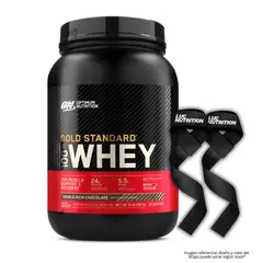 OPTIMUN NUTRITION - Gold Standard Whey 2 LB Proteina Whey ON - Double Rich Chocolate + Straps