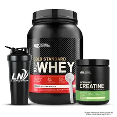 OPTIMUN NUTRITION - Gold Standard Whey 1.85 LB - Cookie and Cream + Creatina Optimum Nutrition 300 g + Shaker + Scoop