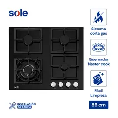SOLE - Encimera Vidrio Templado A Gas 59cm SOLCO040