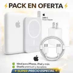 APPLE - Combo MagSafe 20000mAh + Cargador 20W + Cable USB-C a C Trenzado